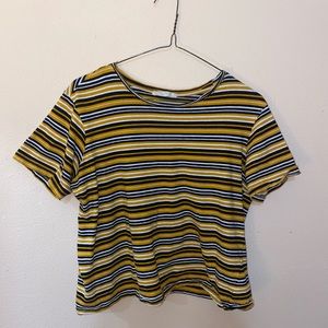 Zara Trafaluc Knit Striped Short Sleeve Shirt